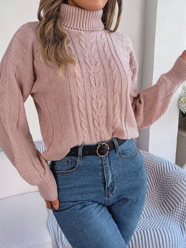Cable Knit Sweater for Women | Turtleneck & Cable Pattern