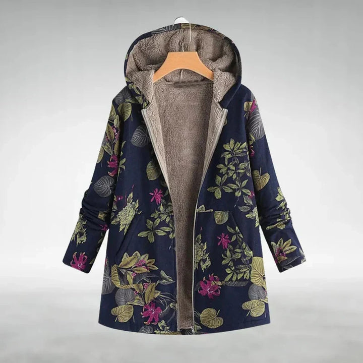 Panida Stylish Fleece Jacket with Floral Pattern, view 2 - Elena Harper