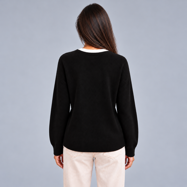 Montarello Women's Layered Knit Cardigan with Pleated Hem, Button Front