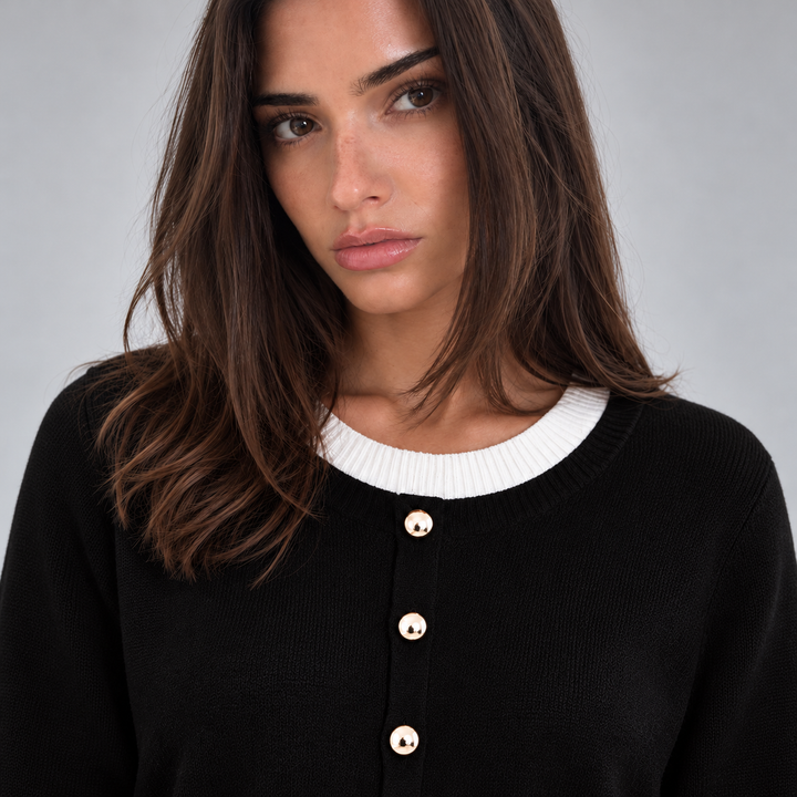 Montarello Women's Layered Knit Cardigan with Pleated Hem, Button Front