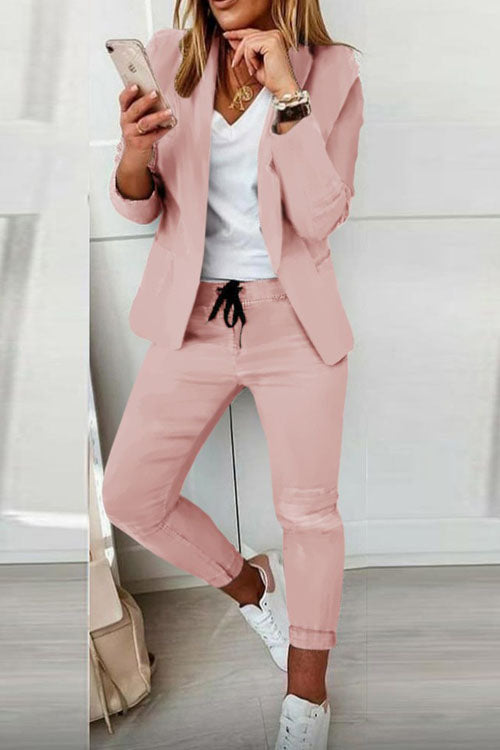 Two-Piece Women's Set | Blazer & Drawstring Pants