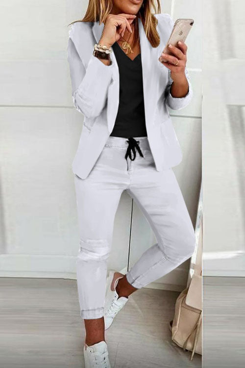 Two-Piece Women's Set | Blazer & Drawstring Pants