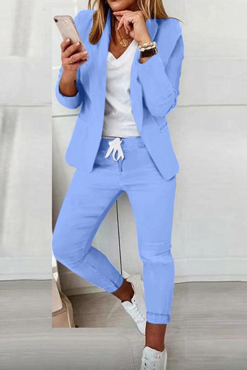 Two-Piece Women's Set | Blazer & Drawstring Pants