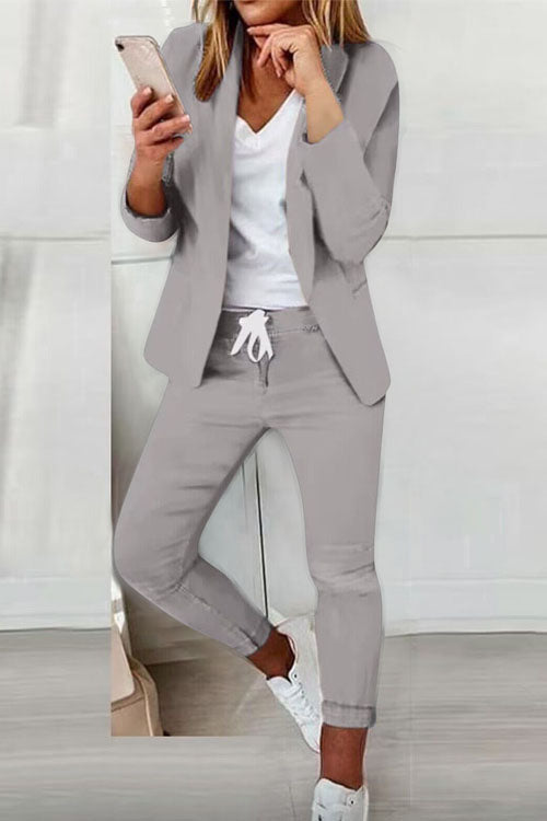 Two-Piece Women's Set | Blazer & Drawstring Pants