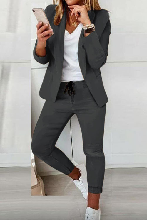 Two-Piece Women's Set | Blazer & Drawstring Pants