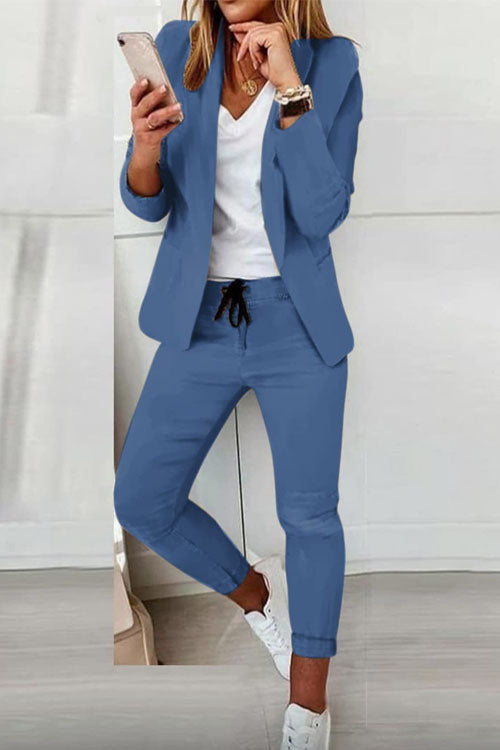 Two-Piece Women's Set | Blazer & Drawstring Pants