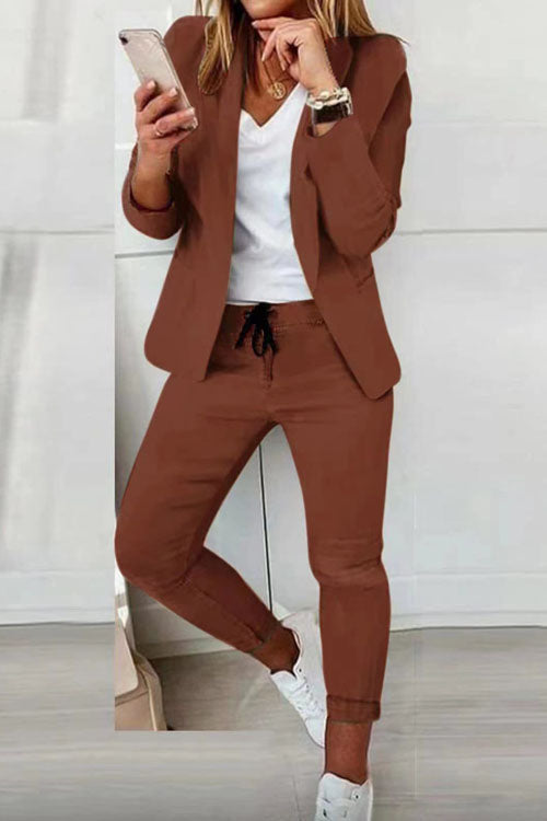 Two-Piece Women's Set | Blazer & Drawstring Pants