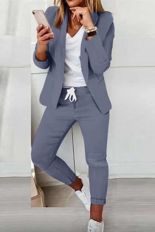 Two-Piece Women's Set | Blazer & Drawstring Pants