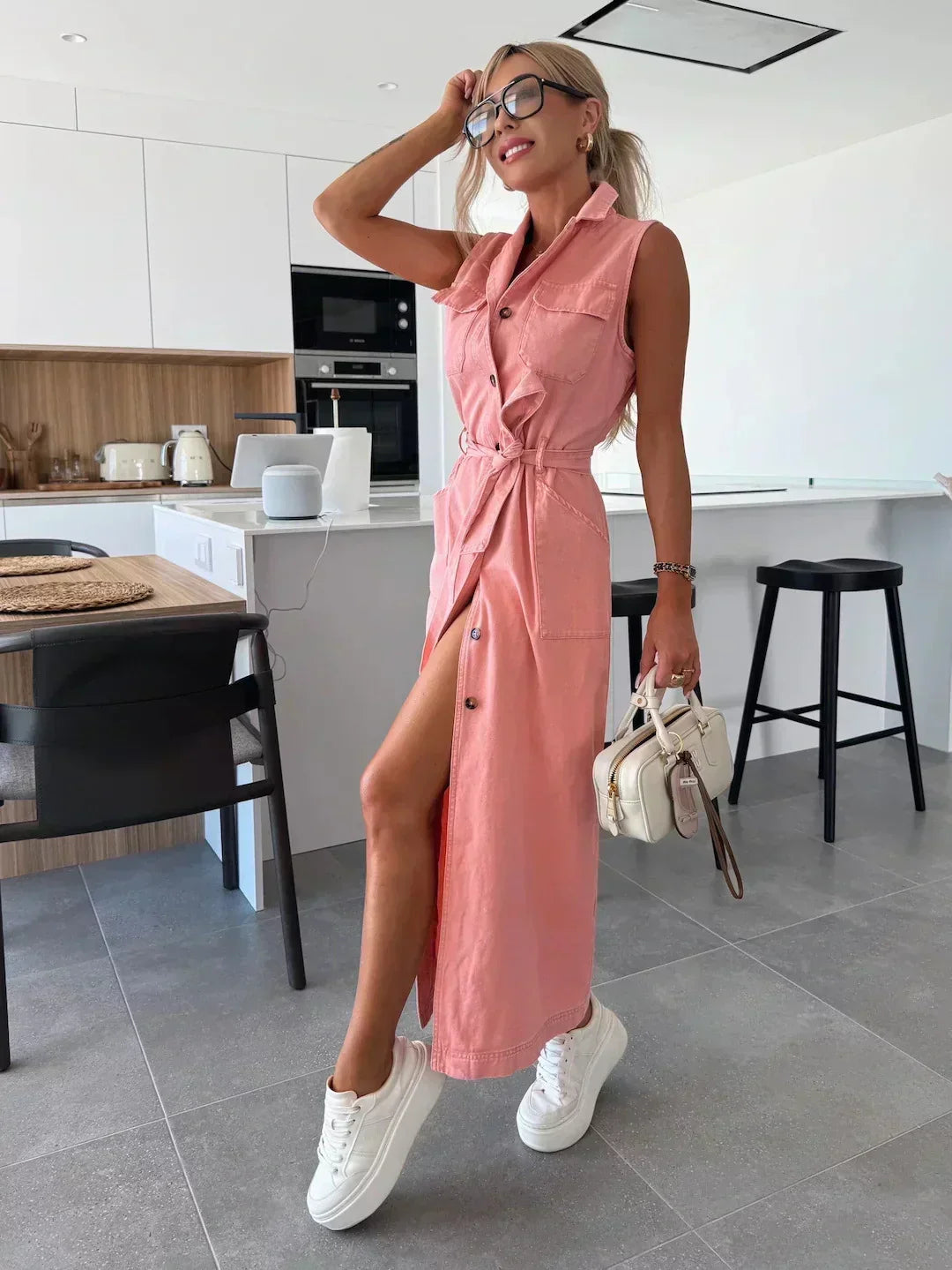 Maxi Denim Dress Fluid and Timeless Cut - Elena Harper