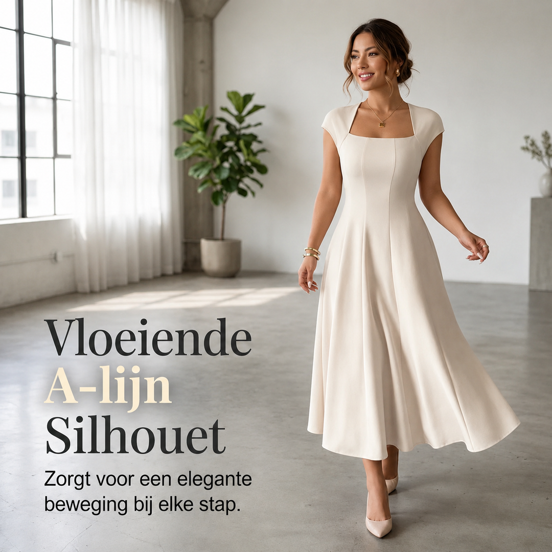 Renate Classic Belly-Covering A-Line Midi Dress - Elena Harper