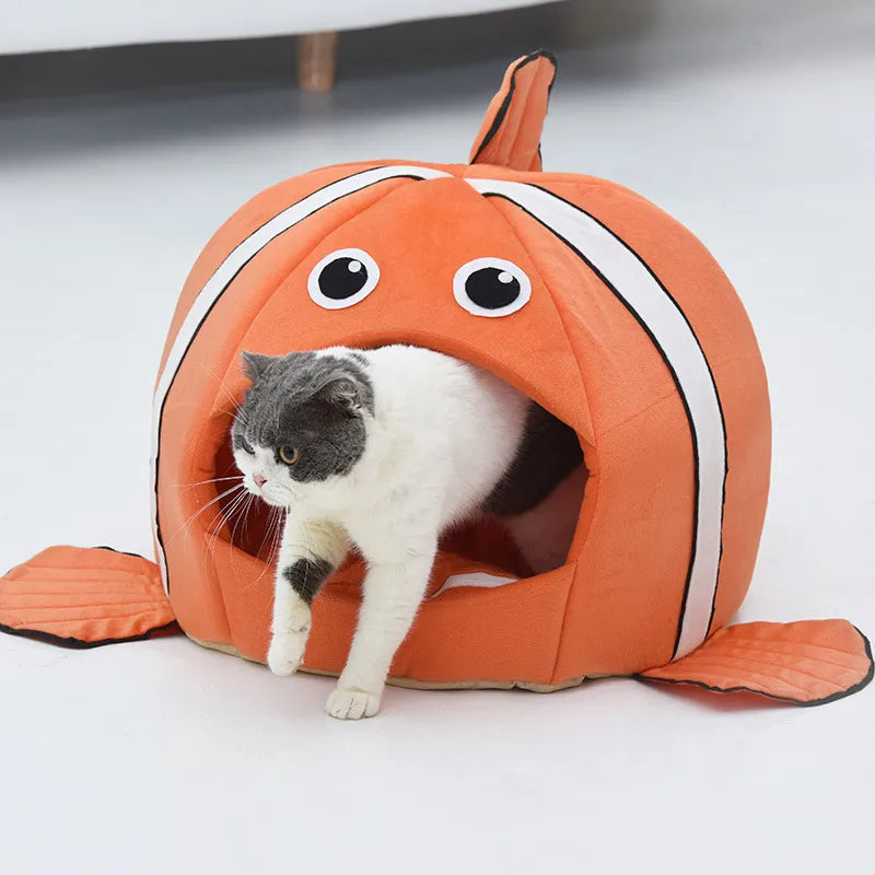 Cat Bed: Cozy Fish Design Cave for Ultimate Feline Comfort