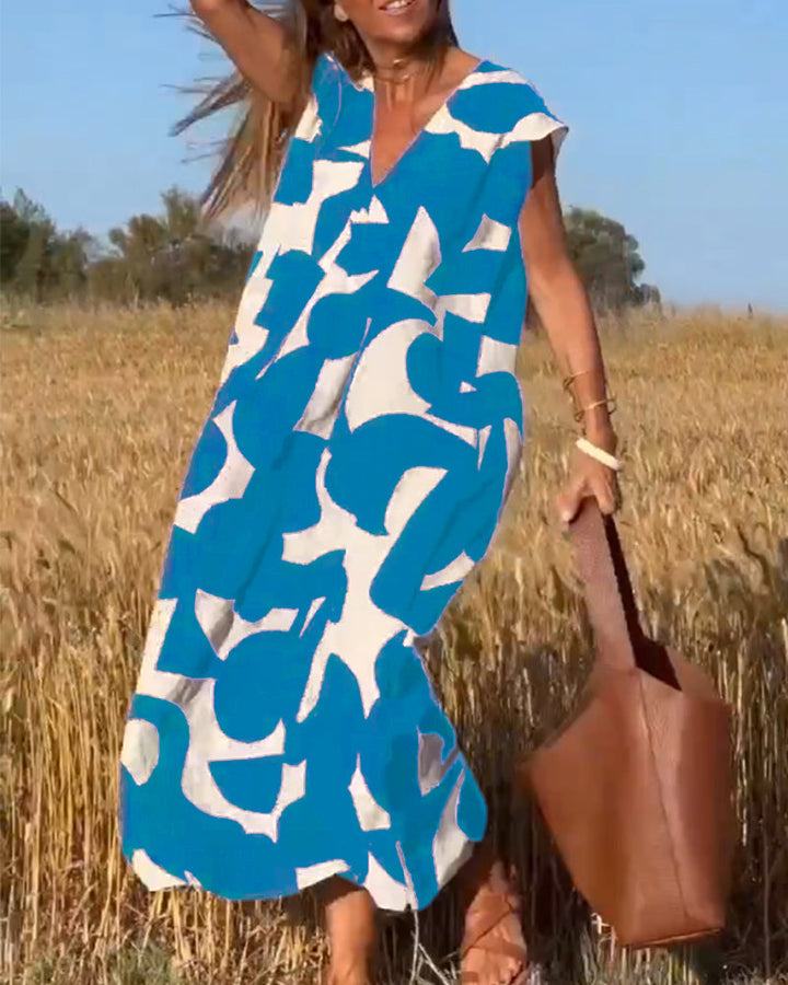 Sarinya Printed Dress With V-Neck - Elena Harper