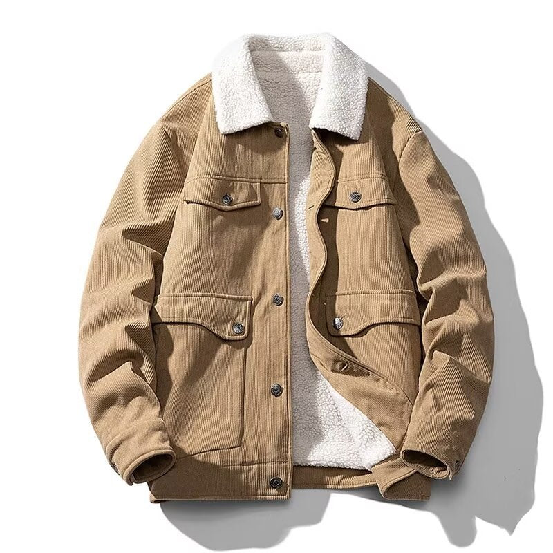 Men's Winter Corduroy Coat with Fleece Lining - Elena Harper