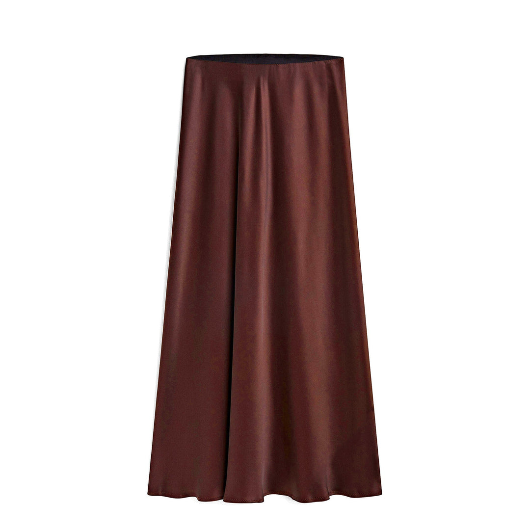 High-Waisted Midi Skirt with Asymmetrical Slit and Elastic