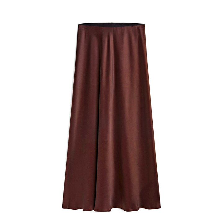 High-Waisted Midi Skirt with Asymmetrical Slit and Elastic