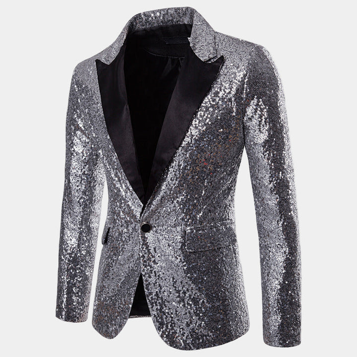 Glitter Blazer with Black Shawl Collar for Men