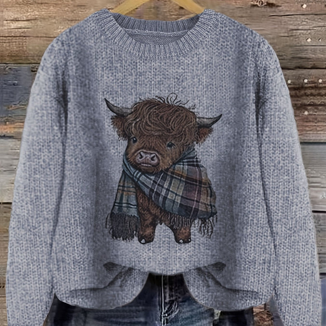 Aurélie - Women's Printed Sweater with Round Neck