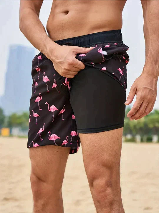 Men's Montarello Summer Quick-Dry Swim Shorts with Compression Liner