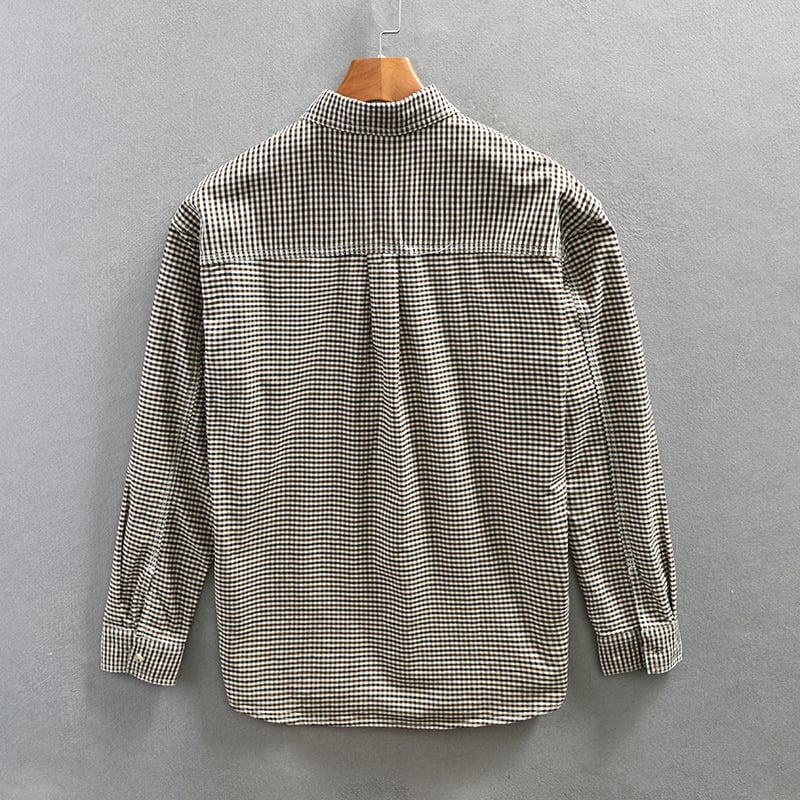 Men's Spring Checkered Shirt in Japanese Style