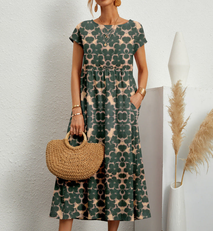 Indigo Elegant Floral Dress - Elena Harper