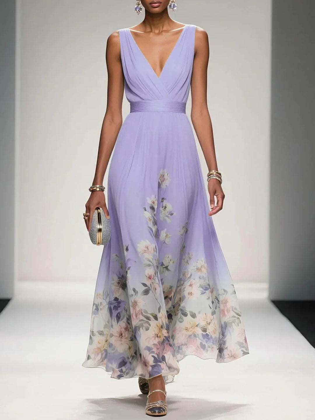 Women's Elegant Floral Maxi Dress for Summer Days