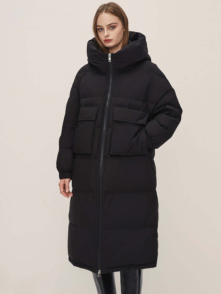 Women's Long Winter Puffer Coat with Hood