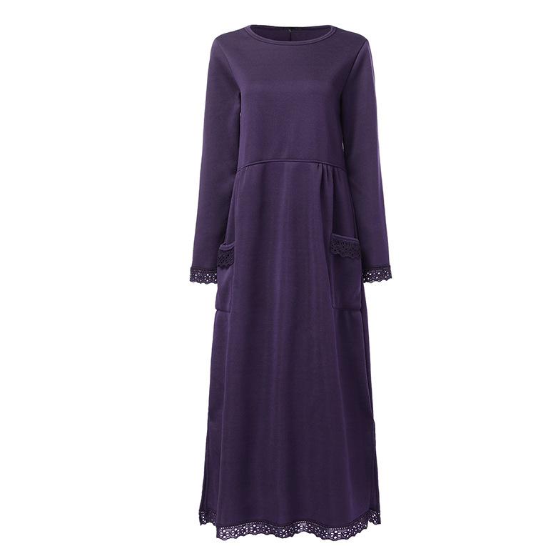 Women's Long Sleeve Maxi Dress with Side Pockets