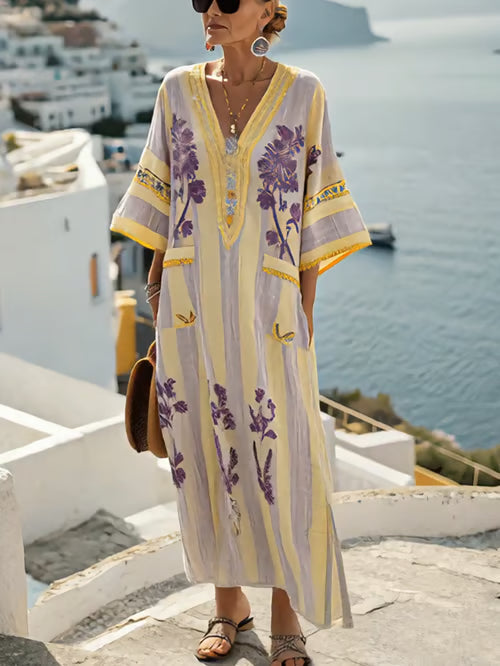 Bohemian Linen Dress - Elena Harper