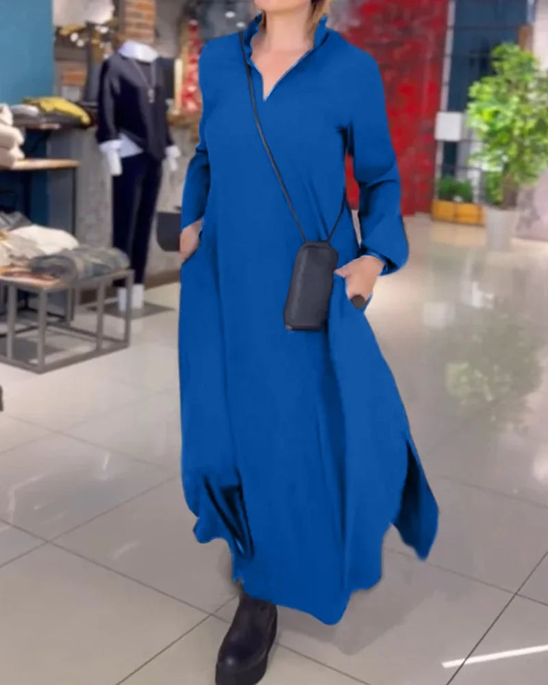 Helena Long flowy dress with side slits - Elena Harper