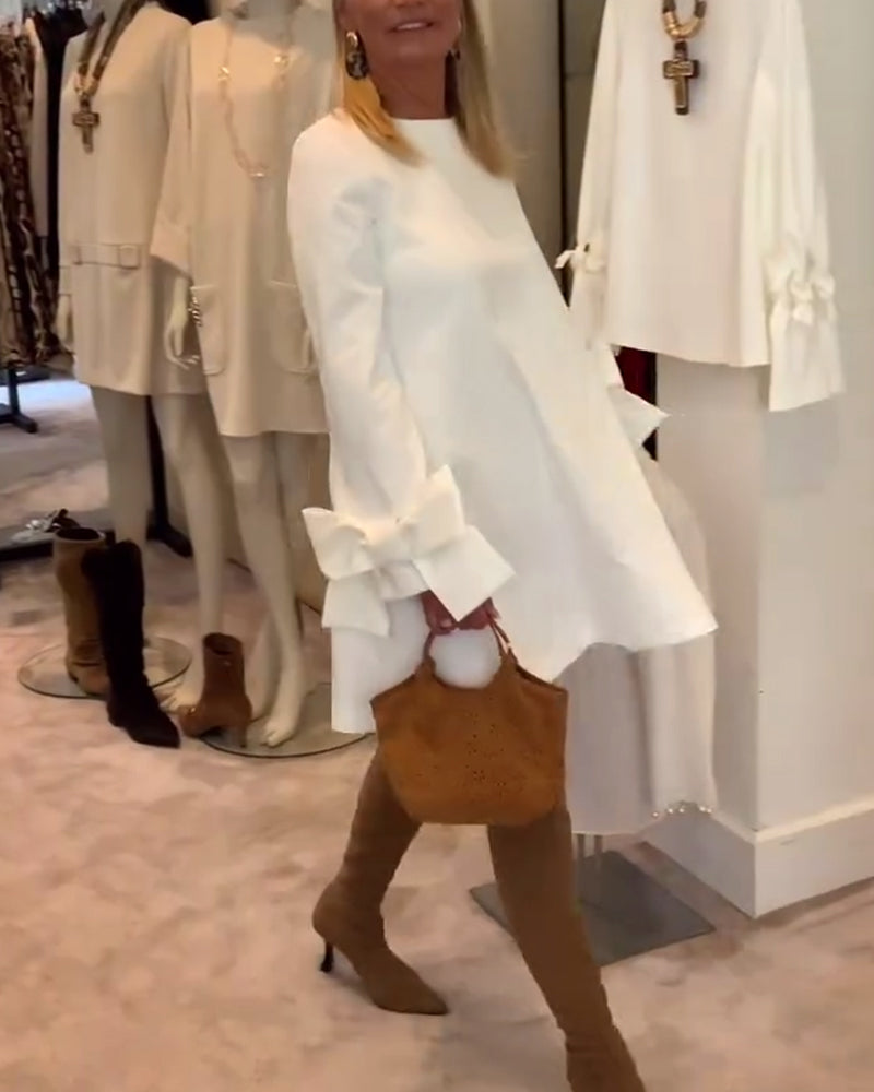 Nia Elegant Bow-sleeve Mini Dress - Elena Harper