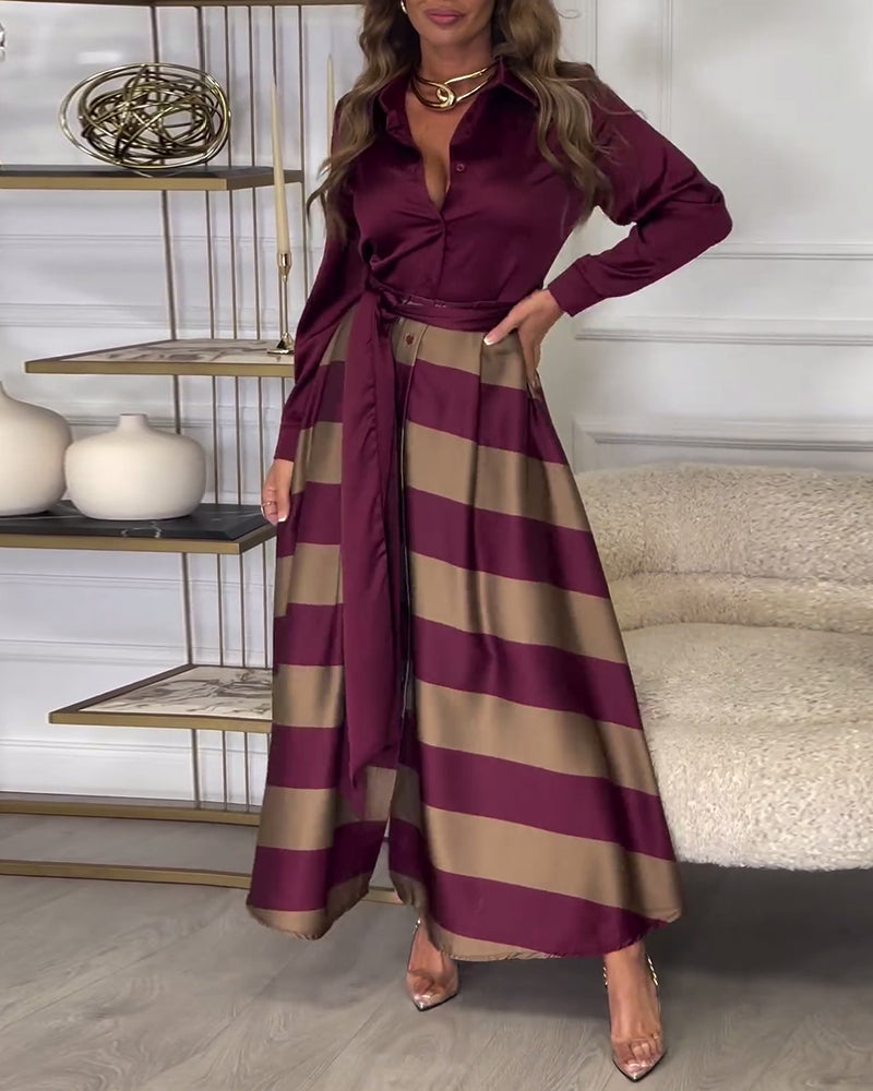Ariana Striped Elegance Dress - Elena Harper