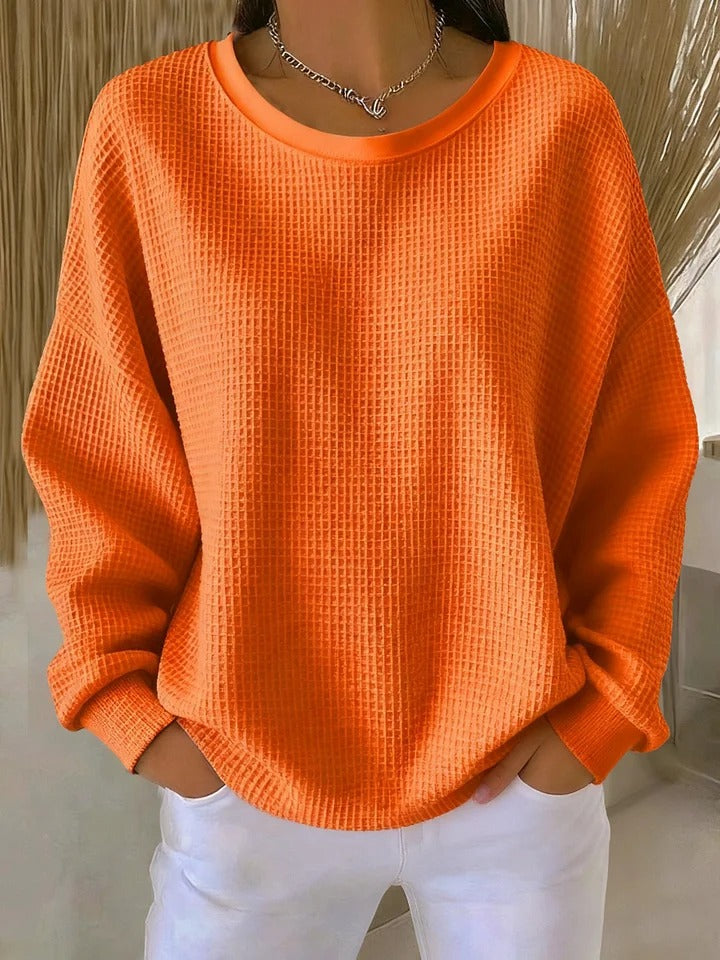 OVERSIZED WAFFLE KNIT SWEATER FOR WOMEN