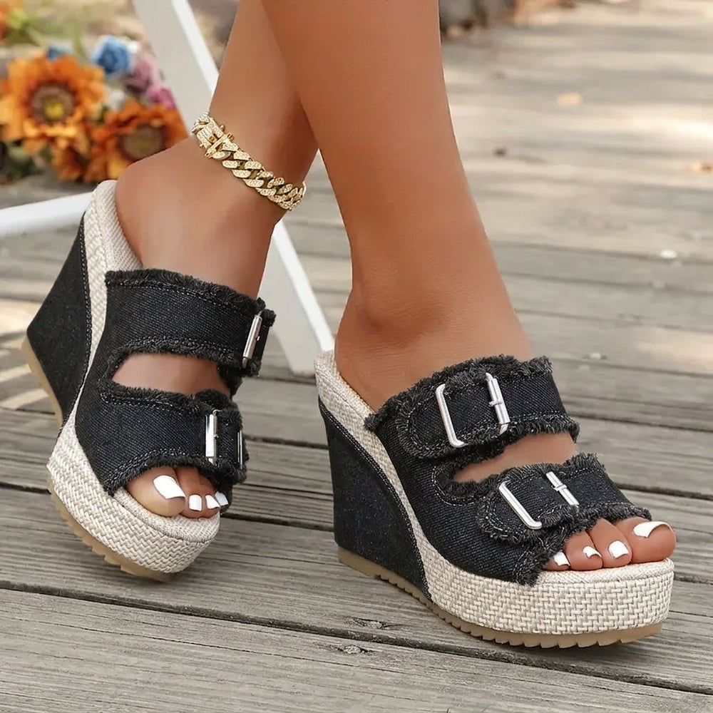 Atelier Fray Edge Wedge Sandals - Elena Harper
