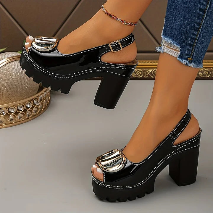 Megyn Pumps with Vintage Metal Buckle, view 10 - Elena Harper