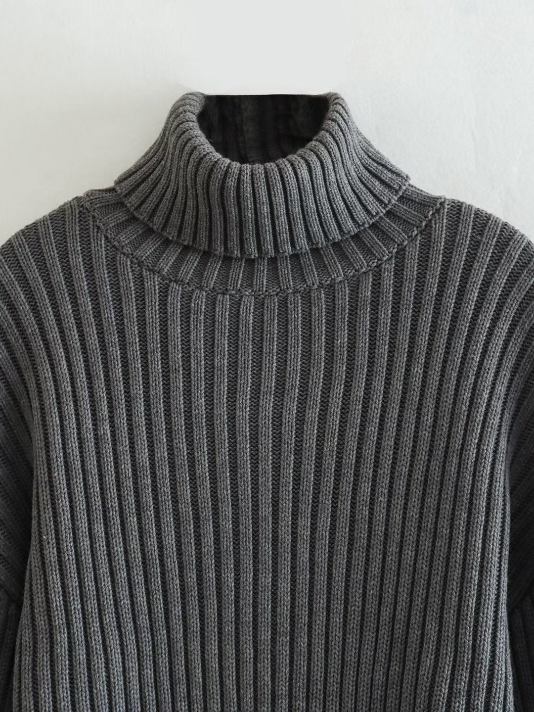 Eva - Women's High Neck Ribbed Sweater