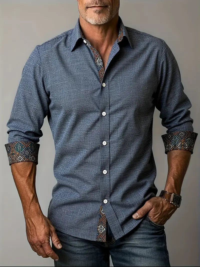 Teodoro Long-Sleeve Shirt with Buttons, view 6 - Elena Harper