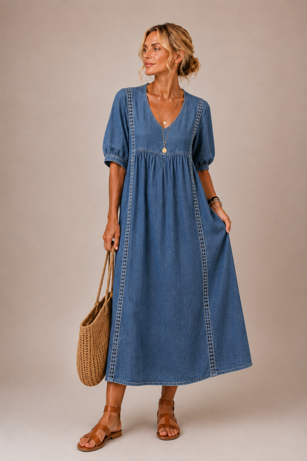 Elena™ | Airy Linen Midi Dress
