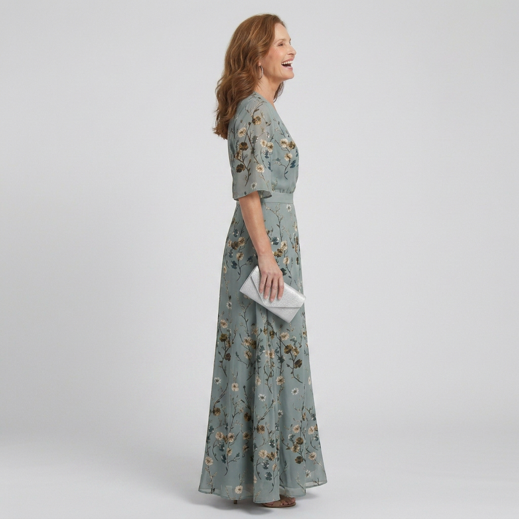 William Feminine and Flowing Maxi Dress with Halter Neck, view 2 - Elena Harper