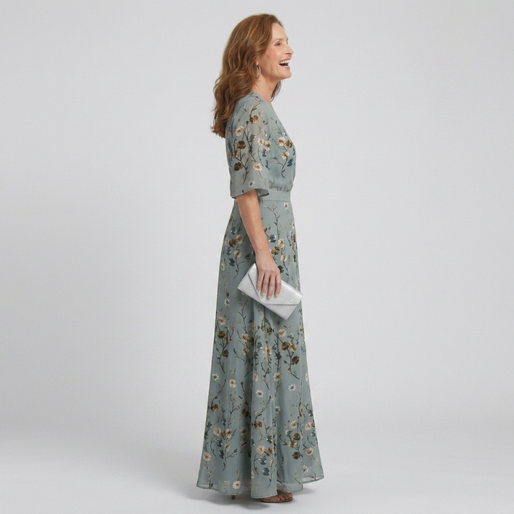 William Feminine and Flowing Maxi Dress with Halter Neck, view 2 - Elena Harper
