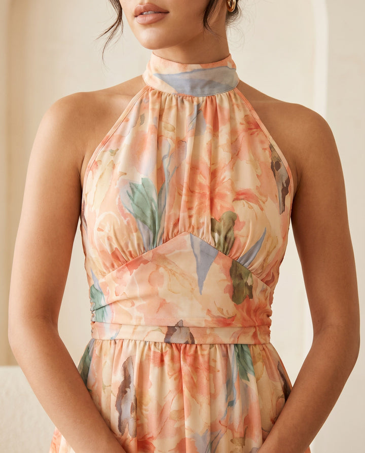 Sofía | Elegant dress with watercolor floral print