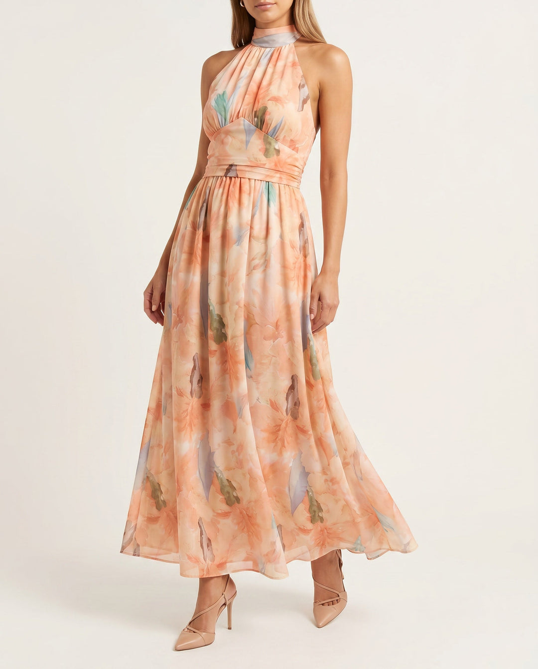 Sofía | Elegant dress with watercolor floral print