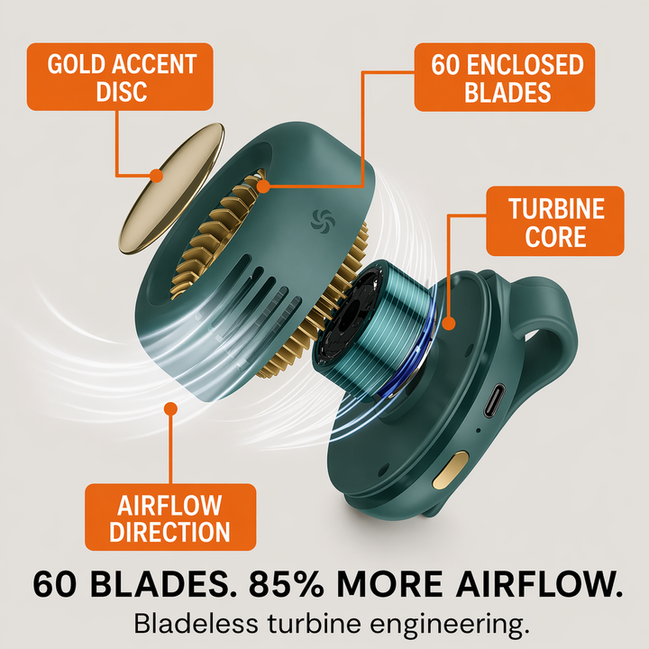 Breezly Hands-Free Clip-On Cooling Fan - Elena Harper
