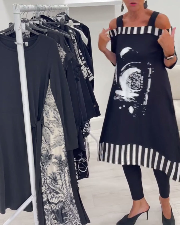 Ayra Elegant Off-Shoulder Dress with Asymmetrical Design, view 7 - Elena Harper