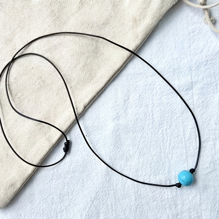 Bohemian Turquoise Stone Bead Adjustable Necklace - Elena Harper