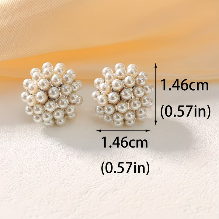Women's Elegant Pearl Dome Stud Earrings