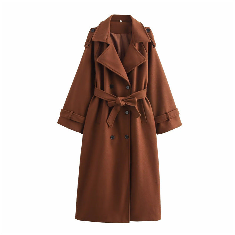 Double-breasted wool coat for women - Hannelore