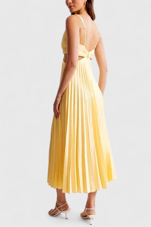 Women's Elegant Sleeveless Pleated Wedding Guest Dress