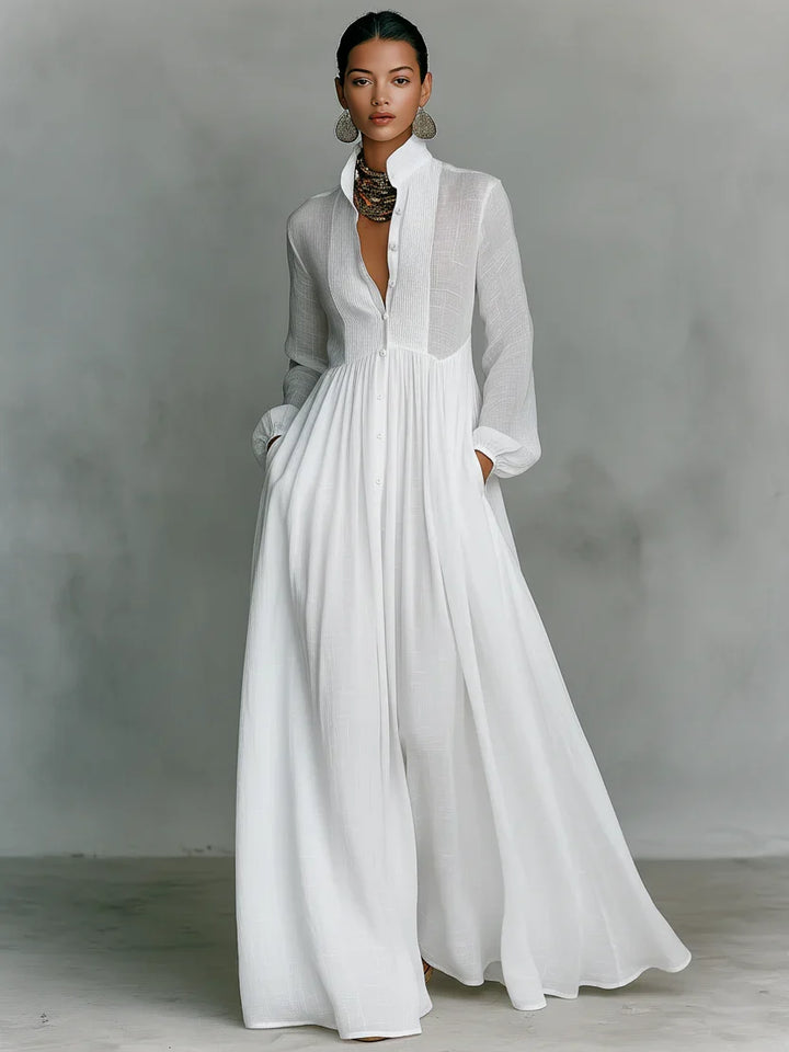 Lena Stylish Maxi Dress with Buttons - Elena Harper