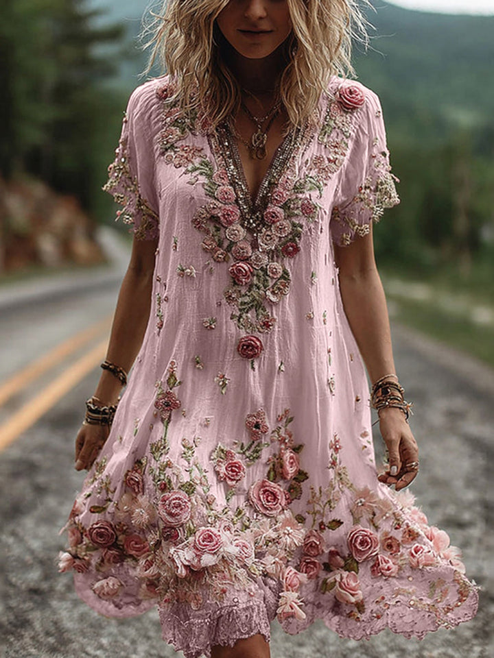 Azalea™ | Elegant Swinging Short Sleeve Dress in Vintage Style