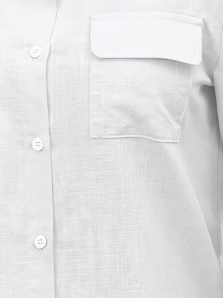 Athena - Cotton Shirt With Front Pockets